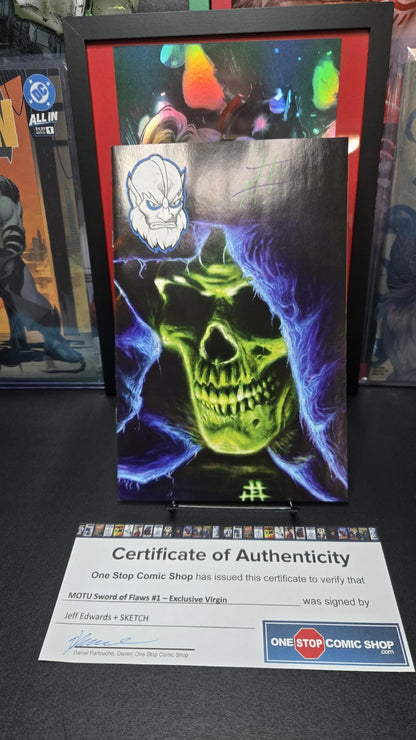 Masters of the Universe Sword of Flaws Variant Signed & Remarked By Jeff Edwards