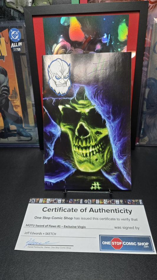 Masters of the Universe Sword of Flaws Variant Signed & Remarked By Jeff Edwards